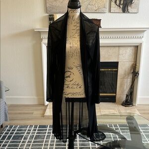 Black Sheer Open Front Cardigan
